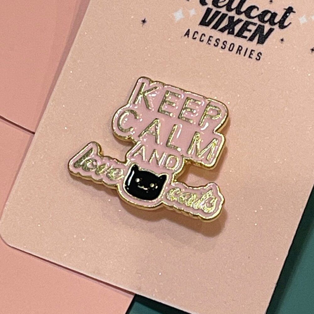 Keep Calm and Love Cats Cat Lady Metal Mini Enamel Pin Brooch